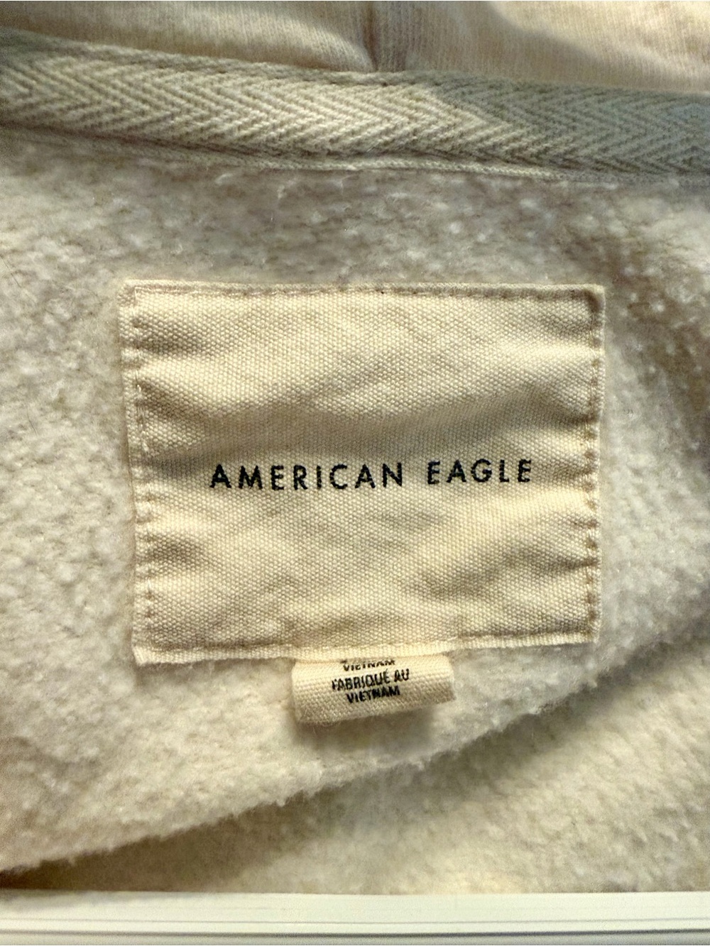 American Eagle Outfitters Off-White Cropped Zip Hoodie - Picture 3 of 4